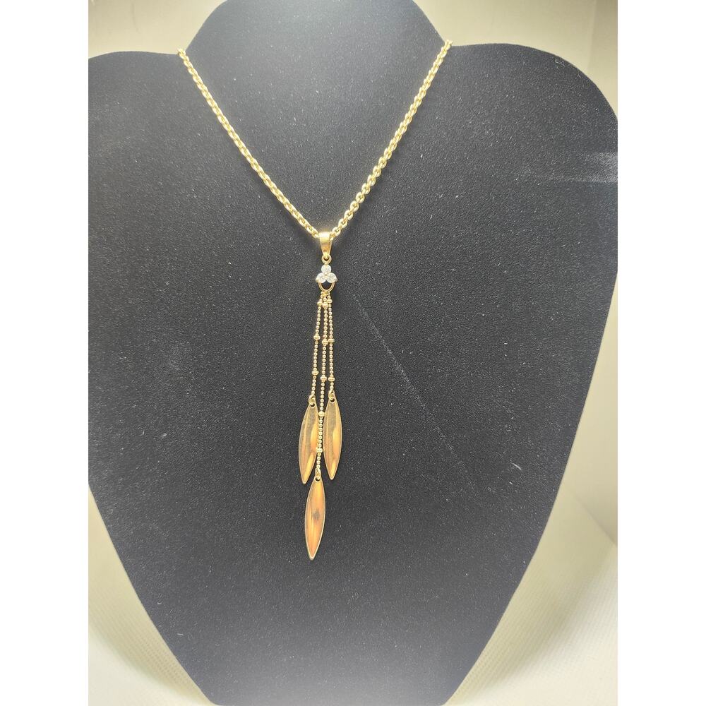 Cookie lee Goldtone dangle necklace 17" costume rhinestone